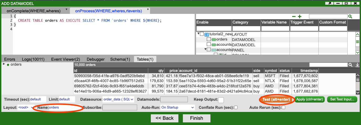 Data Modeler Editor Order