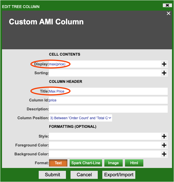 Tree Grid Change Price Column
